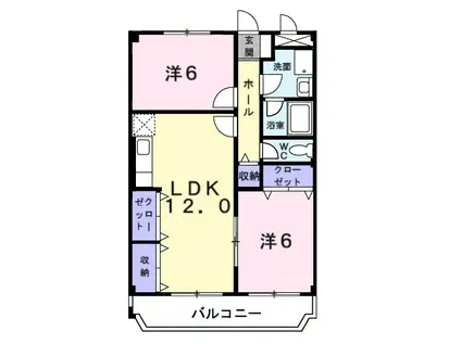 メルヴェール昆陽(2LDK/3階)の間取り写真