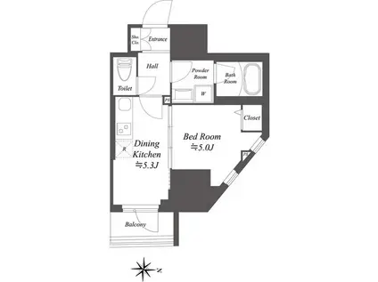 ドゥーエ亀戸II(1DK/9階)の間取り写真