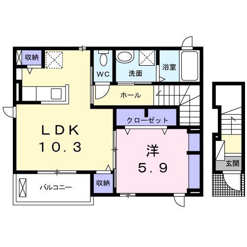 ビオラハウス I(1LDK/2階)の間取り写真