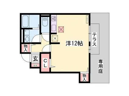 プリムールコート(ワンルーム/1階)の間取り写真