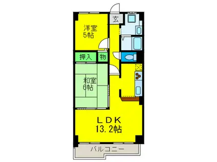 グランドール北野田(2LDK/3階)の間取り写真
