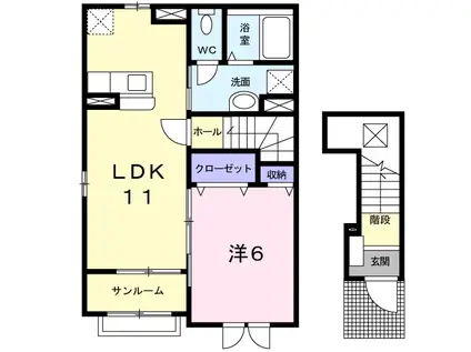 ドルチェ(1LDK/2階)の間取り写真