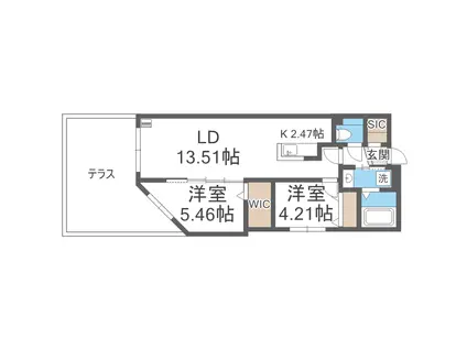 シエル中島公園(2LDK/1階)の間取り写真
