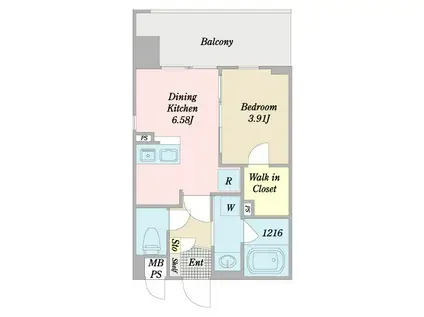 ベガサークル立花(1DK/3階)の間取り写真