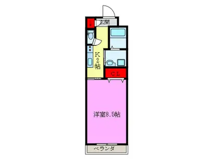 シャンテー枚方磯島(1K/1階)の間取り写真