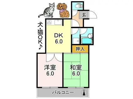 エースハイツひらの(2DK/3階)の間取り写真