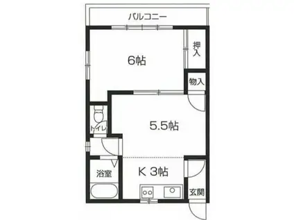 幸町マンション(1DK/1階)の間取り写真