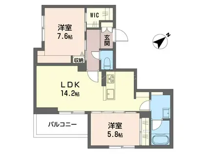プレベールE棟(2LDK/2階)の間取り写真