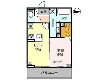 プレグレース(1LDK/2階)の間取り写真