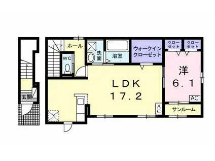 アバンツァーレII(1LDK/2階)の間取り写真