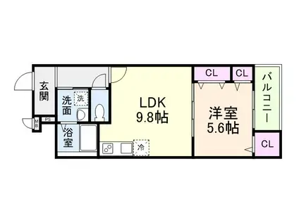 サンライズ松原(1LDK/3階)の間取り写真