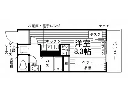 学生会館 UNI WISE RESIDENCE(ワンルーム/1階)の間取り写真