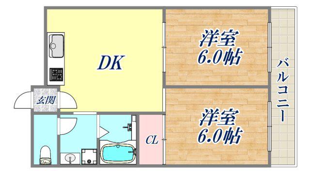 ロイヤルメゾン武庫之荘4(2DK/2階)の間取り写真