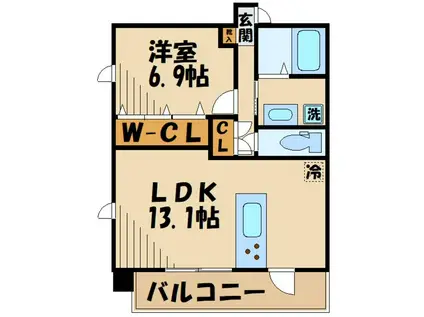 LARVERTラルヴェール(1LDK/3階)の間取り写真