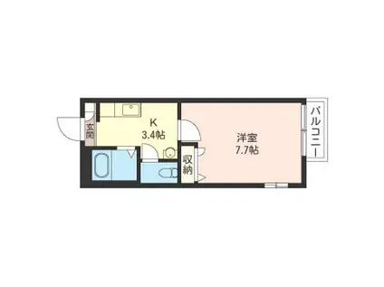 ボナール町屋(1K/1階)の間取り写真