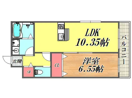 ネクステージ立花2番館(1LDK/1階)の間取り写真
