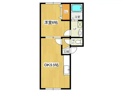 プラタナス(1LDK/2階)の間取り写真