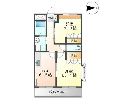 フィールハイムこうれいII(2DK/2階)の間取り写真