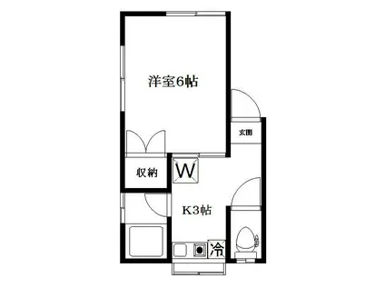 谷ハイツ(1K/2階)の間取り写真