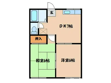 宮井ハイツ(2DK/1階)の間取り写真