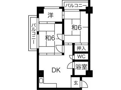 宝第一スカイハイツ(3DK/3階)の間取り写真