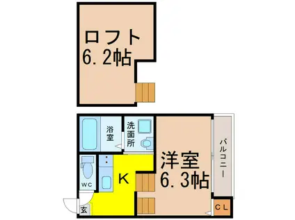 メゾン ル・レーヴ(1SK/2階)の間取り写真