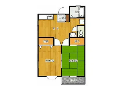 コーポアイル(2DK/2階)の間取り写真