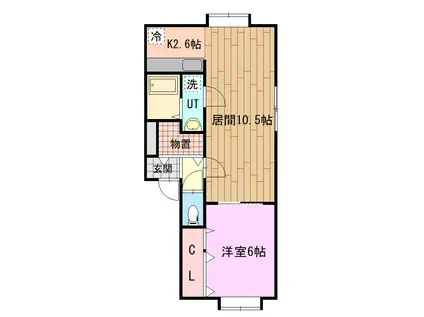 アピアランス士別(1LDK/1階)の間取り写真