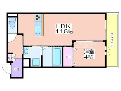 カーサカルド(1LDK/2階)の間取り写真