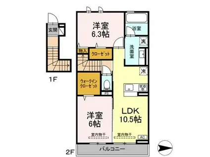 メゾン陣場(2LDK/2階)の間取り写真