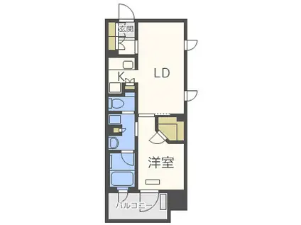パークアクシス心斎橋(1LDK/6階)の間取り写真