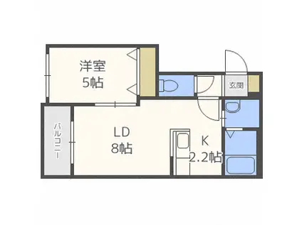 ポッシュ栄通(1LDK/2階)の間取り写真
