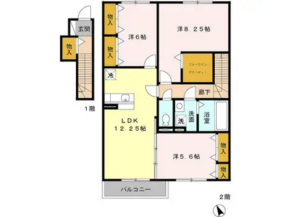 D-ROOM メゾン・ド・ペッツ セシル(3LDK/2階)の間取り写真