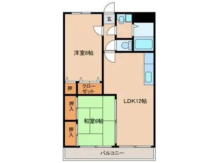 イリアスマンションFOUR(2LDK/1階)の間取り写真