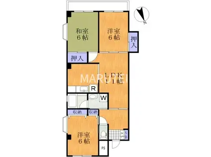 アルカサールM(3LDK/2階)の間取り写真