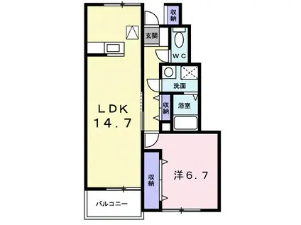 アルカディアIII(1LDK/1階)の間取り写真