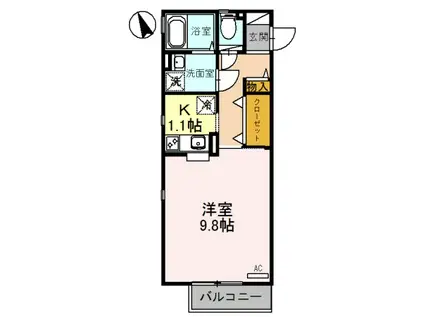 大阪モノレール本線 柴原阪大前駅 徒歩16分 2階建 築23年(1K/1階)の間取り写真
