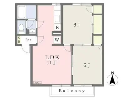メゾンヒロオモテ(2LDK/2階)の間取り写真