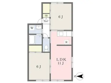 セジュール将軍野(2LDK/1階)の間取り写真