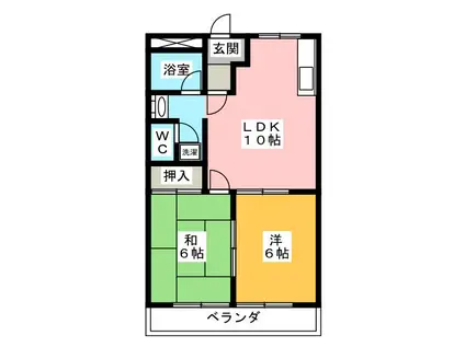コットンハウスI(2LDK/2階)の間取り写真