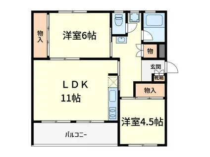 若山台26号棟(2LDK/4階)の間取り写真