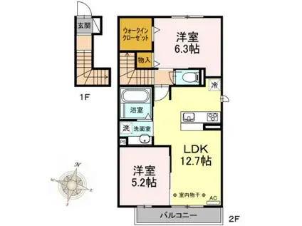 メゾンSAKURAII(2LDK/2階)の間取り写真