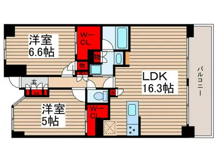サンクタス1010タワー(2LDK/3階)の間取り写真