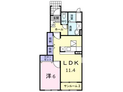 クレスト櫻(1LDK/1階)の間取り写真