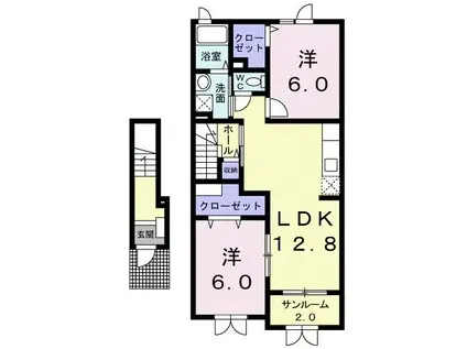 エトワール B棟(2LDK/2階)の間取り写真