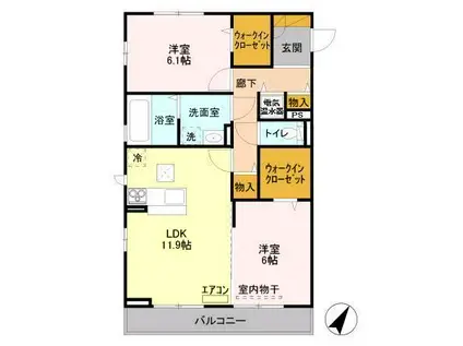 UTOPIA FOURLEAF B(2LDK/1階)の間取り写真