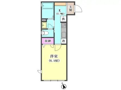 レイヴァーコースト(1K/2階)の間取り写真