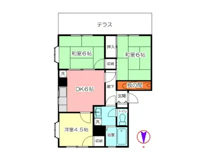 霞コート(3DK/1階)の間取り写真