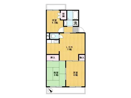 カーサ鹿手II(3LDK/3階)の間取り写真