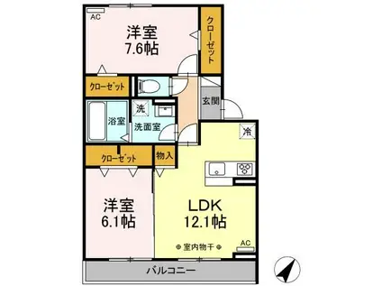 マーガレット(2LDK/3階)の間取り写真
